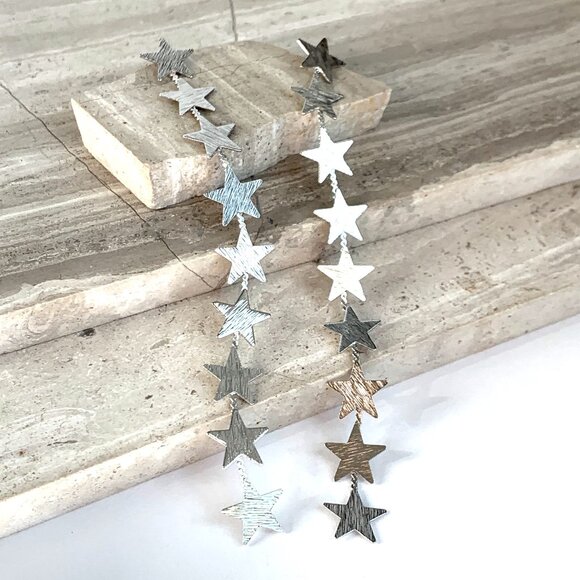 NEW~ Anthropologie Long Silver Shooting Star Earrings